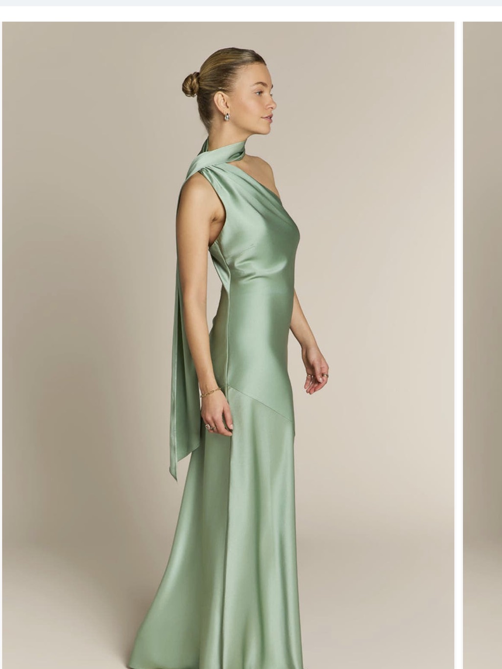 Raye One Shoulder Dress Sage — image 2 of 5